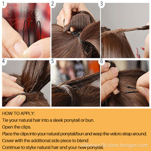 Long Blonde Color Curly Synthetic ponytail  Wrap Around straight Clip on ponytail hair extension for black women ponytail hair